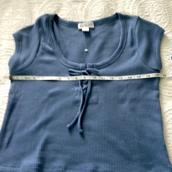 OUTLAW: Women Blue Lace Up Tie Front Crop Top, Size L - Picture 11 of 13